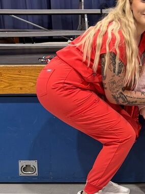 Women's Red Figs Cargo Jogger Pants